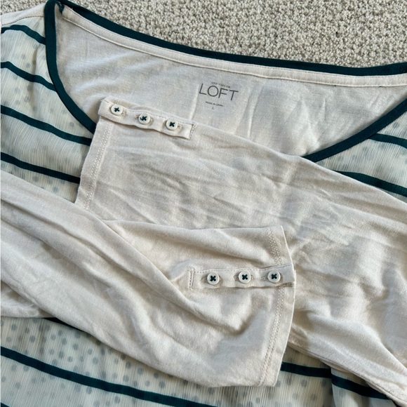 LOFT Cream Polka Dot Striped Blouse - Picture 4 of 9